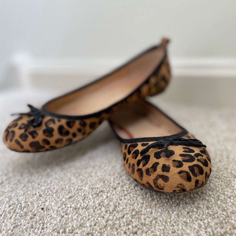 Vintage Jeffrey Campbell Leopard Print Ballet Flats with Bow Size 7.5